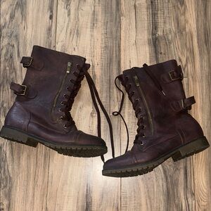 Dark Brown Lace-Up Combat Boots